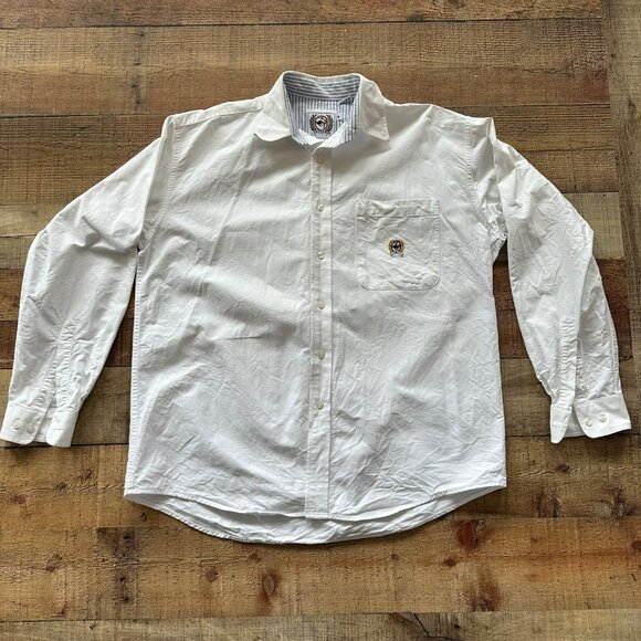 Cinch Men's Size Medium White Long Sleeve Button Up Shirt 100% Cotton - Picture 1 of 13